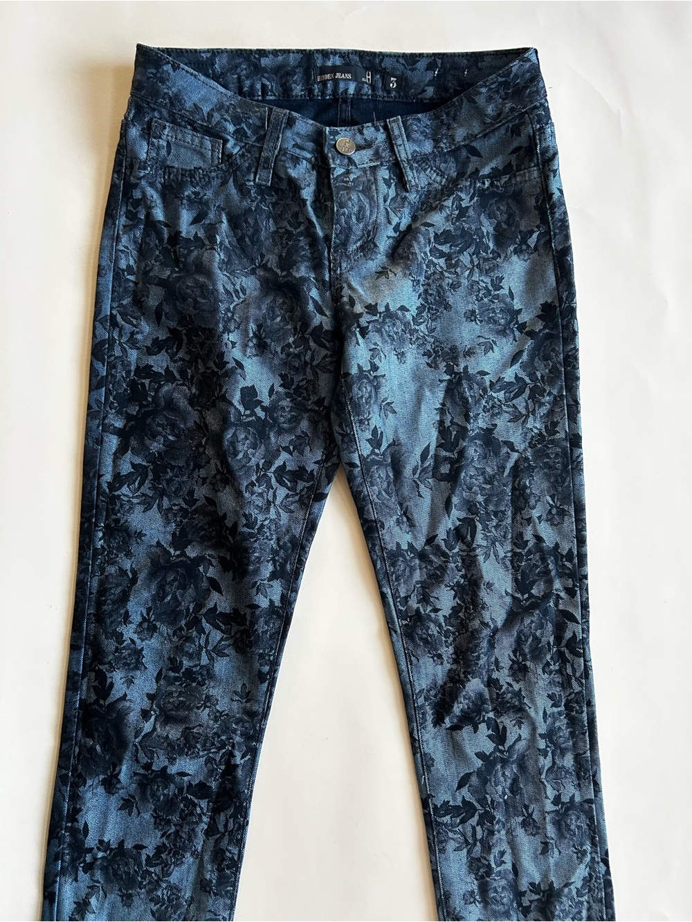 Blue Floral-Print Skinny Jeans Hidden jeans size 3 - Picture 3 of 8